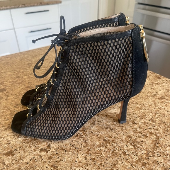 Louise et Cie Black Caged Suede Lace-Up Heels - Picture 3 of 8